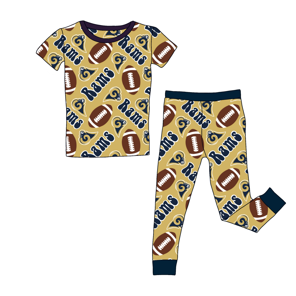 Los Angeles Rams Short Sleeve and Pants 2 Piece Set