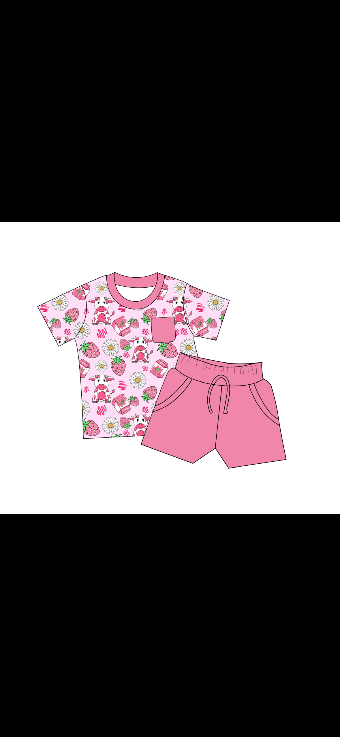 Berry Moo'd Pocket Tee with Shorts Daywear