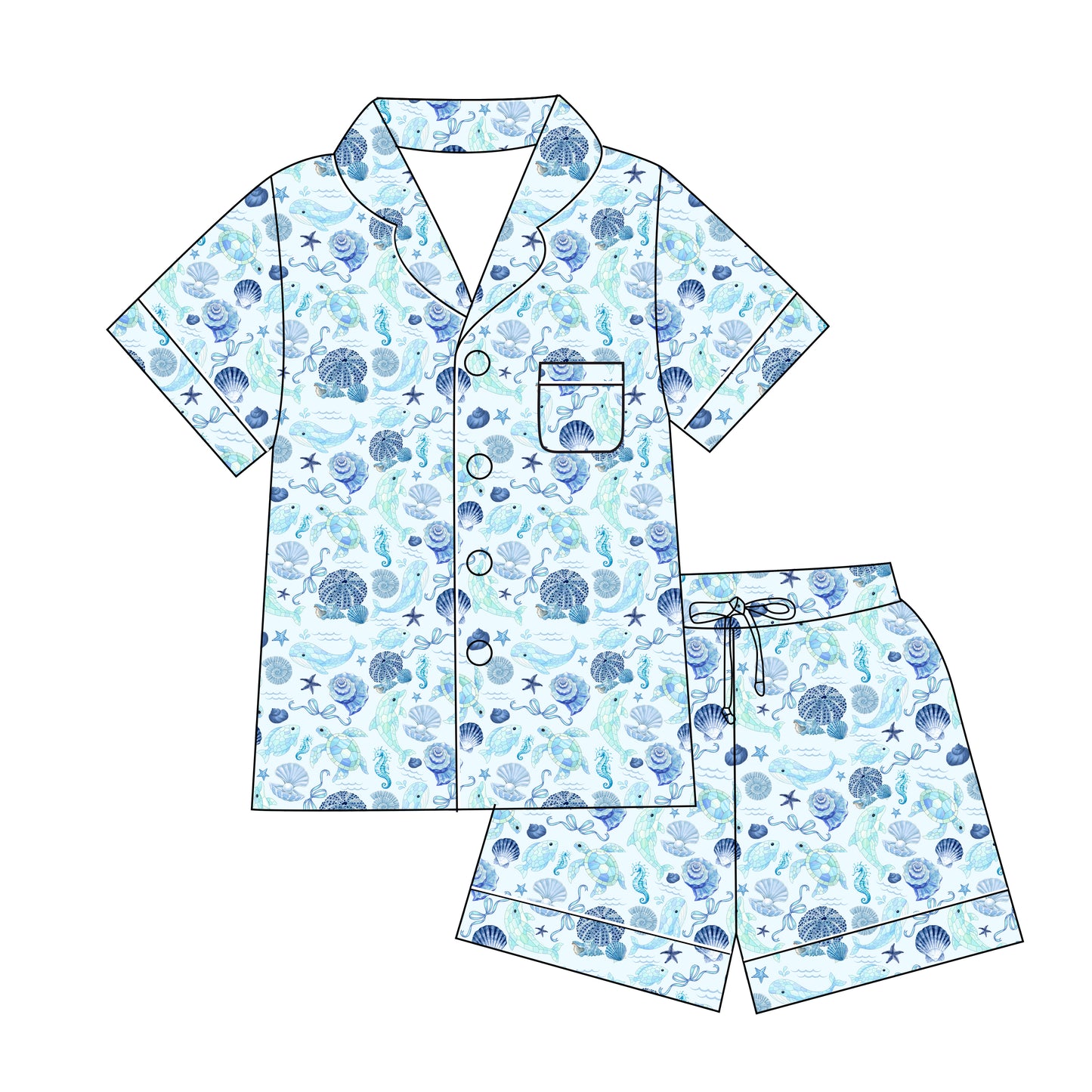 Seas the Day Adult Button Down and Shorts Set