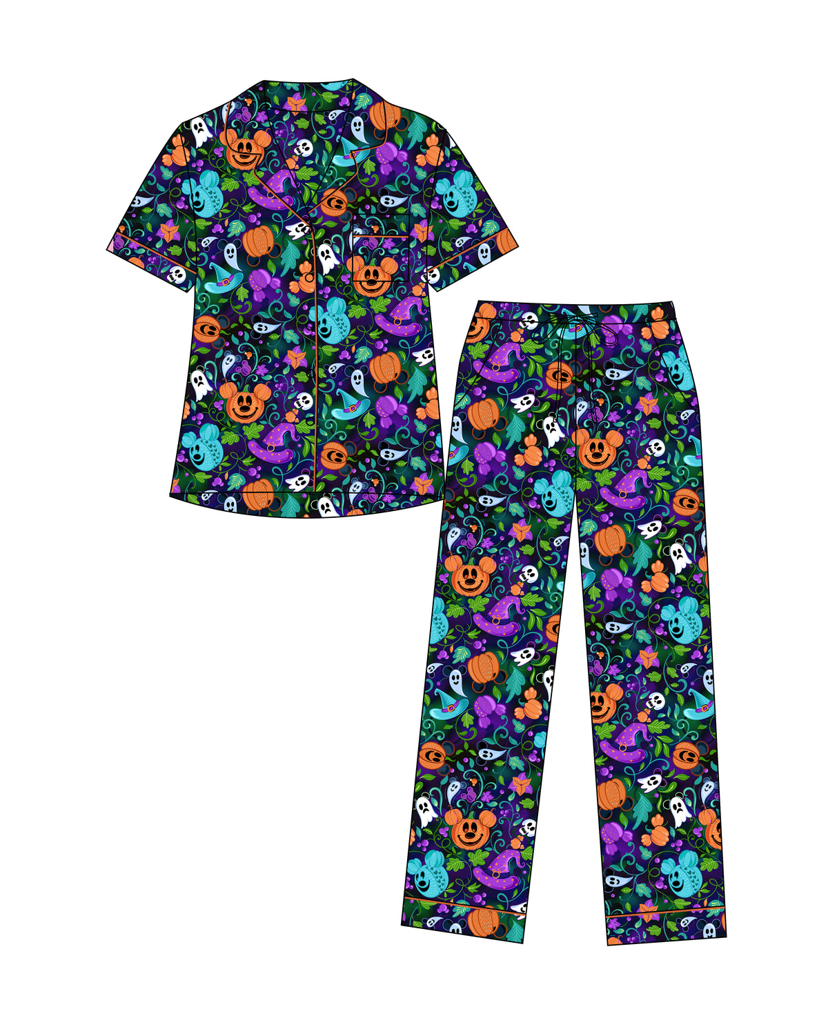 Not-So-Scary Night Short Sleeve Button Down and Pants Adult Set