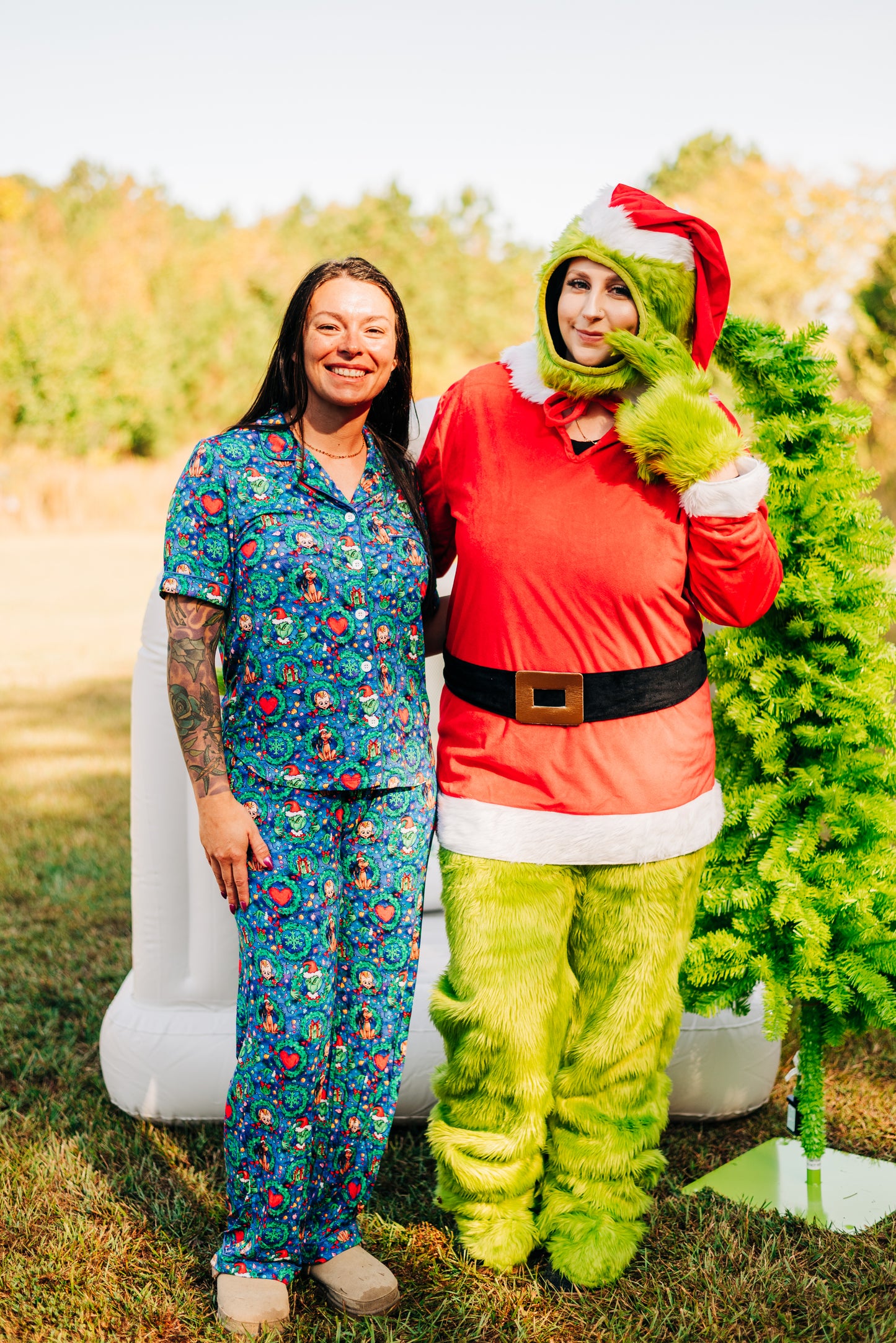 Merry Mischief Adult Button Down Set - Short Sleeve and Pants