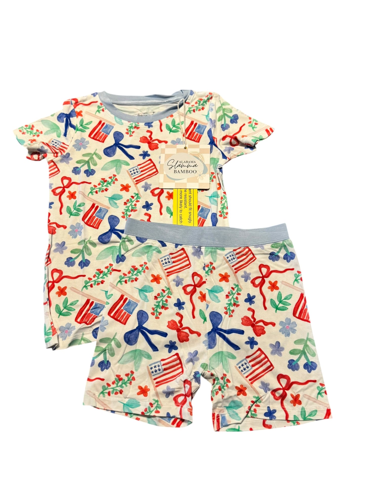 Freedom and Florals 2 Piece Short Sleeve and Shorts Set