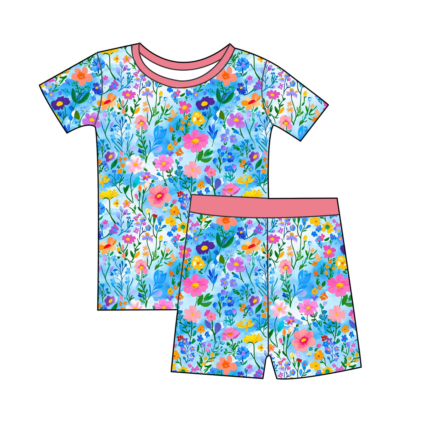 Painted Petals Short Sleeve and Shorts 2 Piece Set