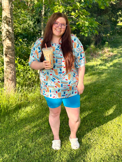 Blue Rebel Adult Oversized Tee and Bikers Daywear Set