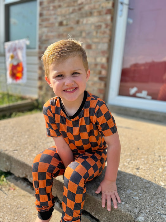 Spooky Squares Short Sleeve and Pants 2 Piece Set