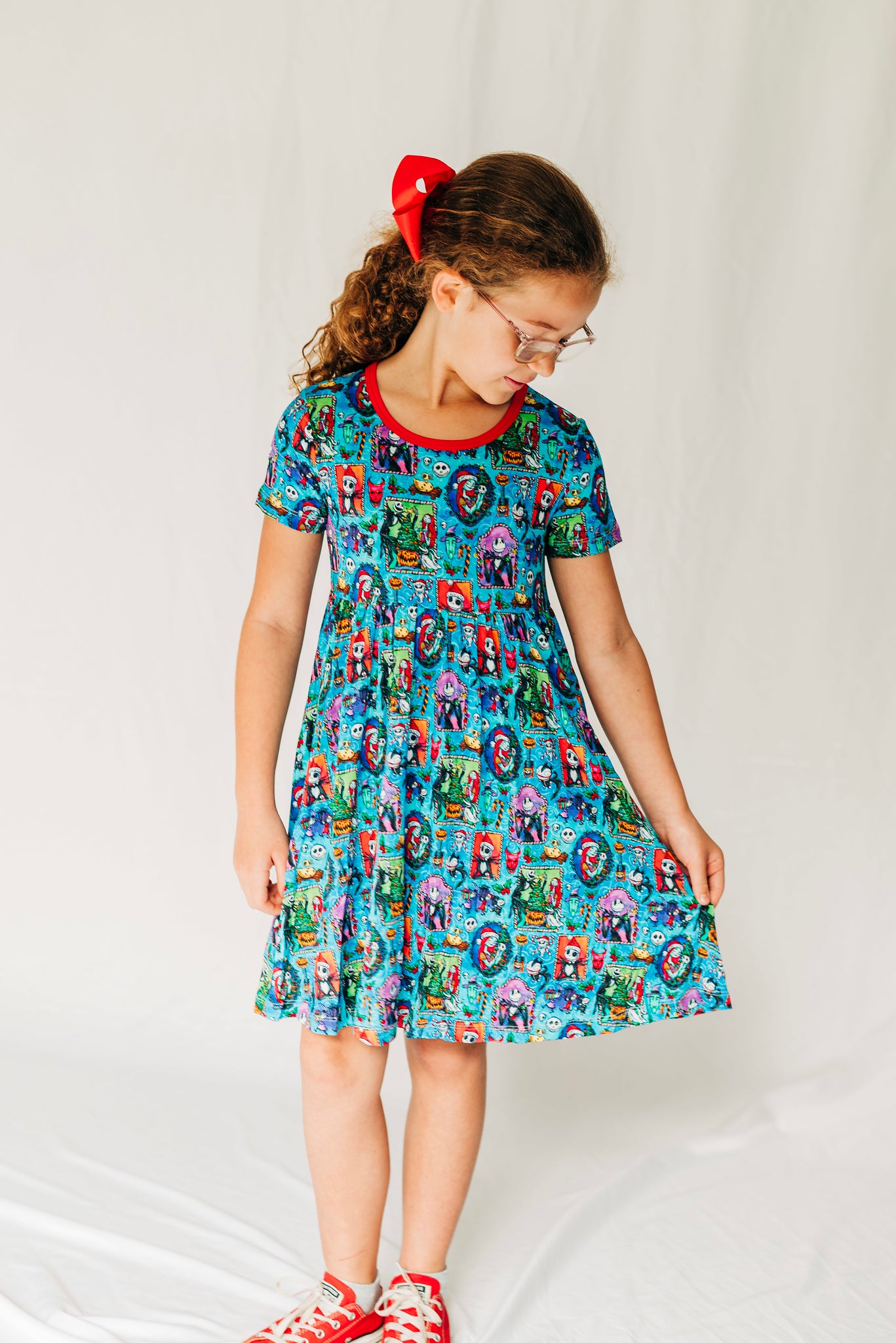 Fright Before Christmas Short Sleeve Twirl Dress