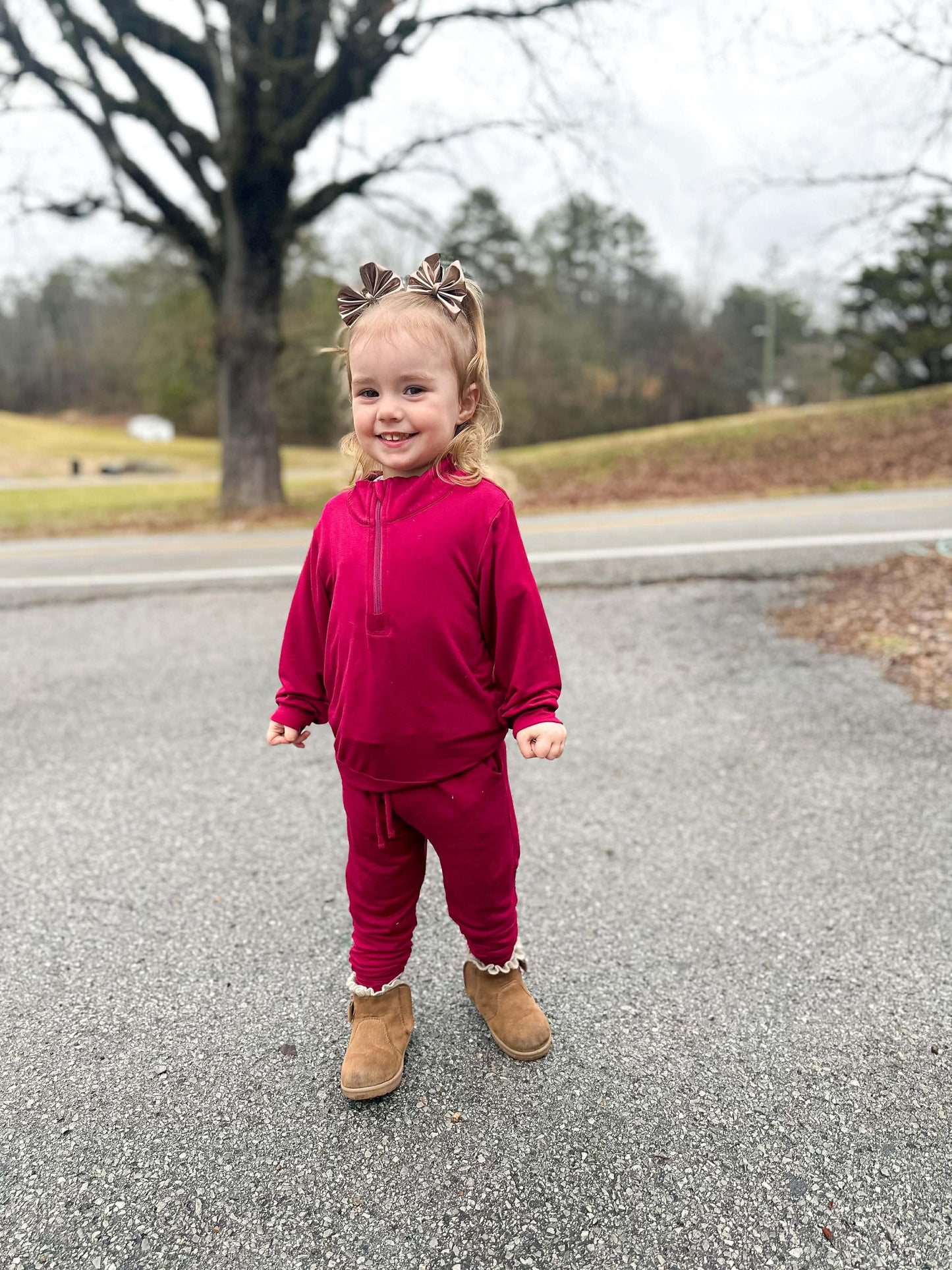 Bordeaux Quarter Zip and Joggers Set