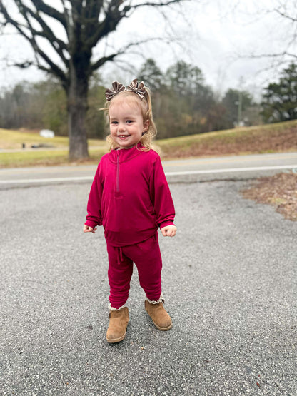 Bordeaux Quarter Zip and Joggers Set