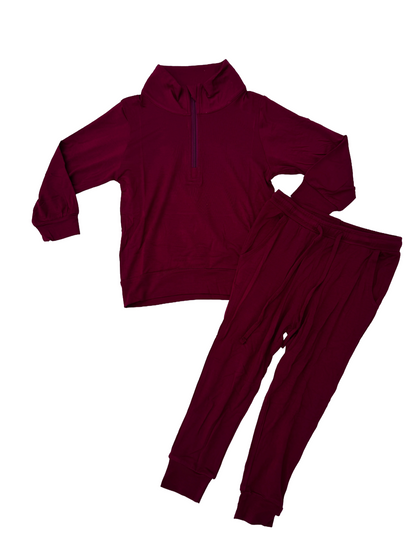 Bordeaux Quarter Zip and Joggers Set