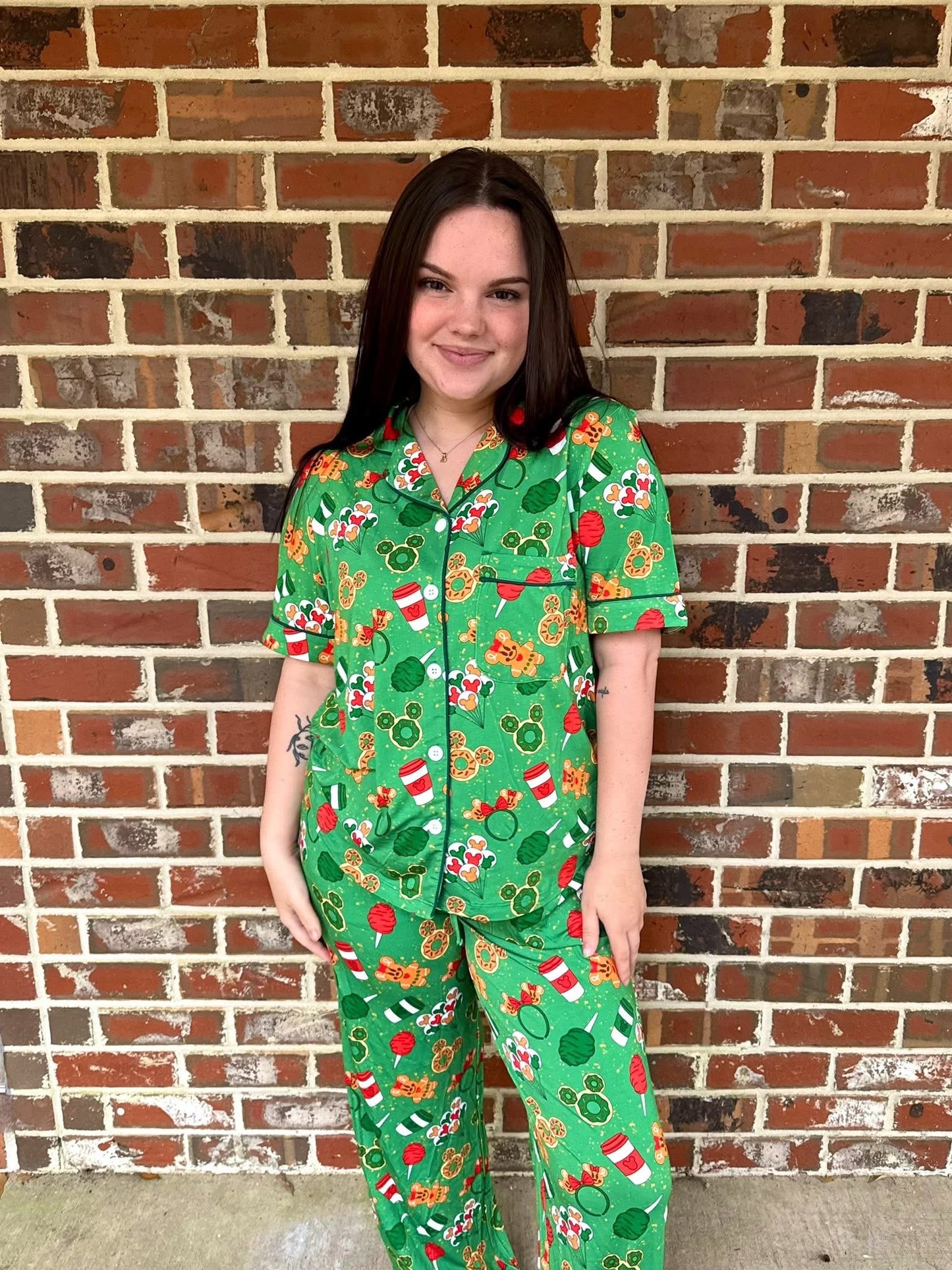 The Sweetest Season Adult Button Down Set- Short Sleeve and Pants