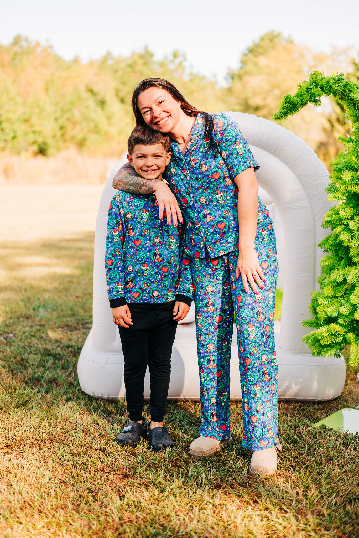 Merry Mischief Adult Button Down Set - Short Sleeve and Pants