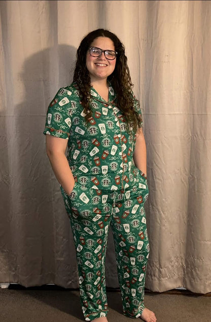 Venti Short Sleeve Button Down and Pants Adult Set