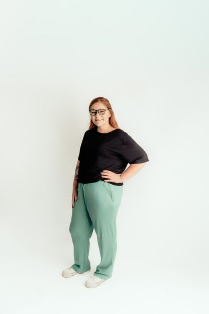 Wild Mint Ribbed Adult Straight Leg Pants