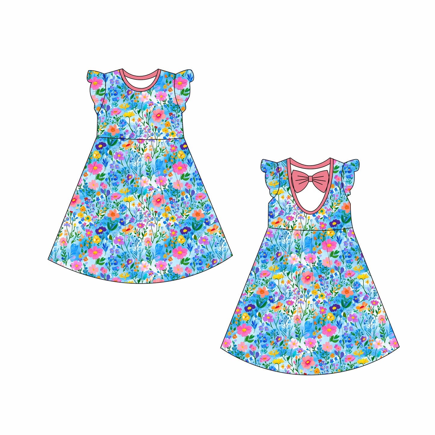 Painted Petals Bowback Twirl Dress