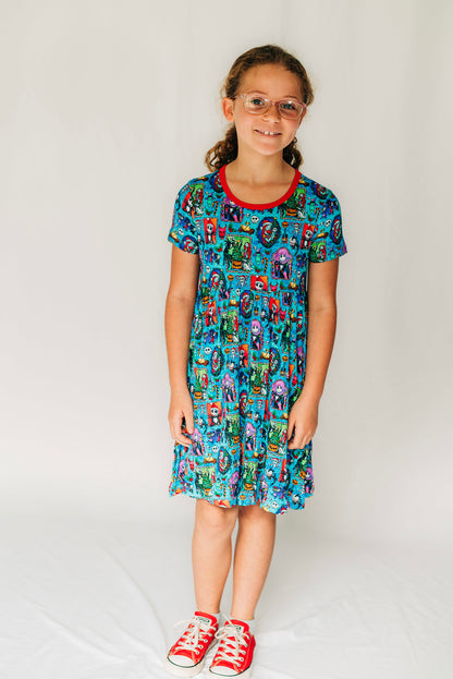 Fright Before Christmas Short Sleeve Twirl Dress