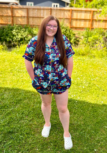 The Clawww Adult Button Down and Shorts