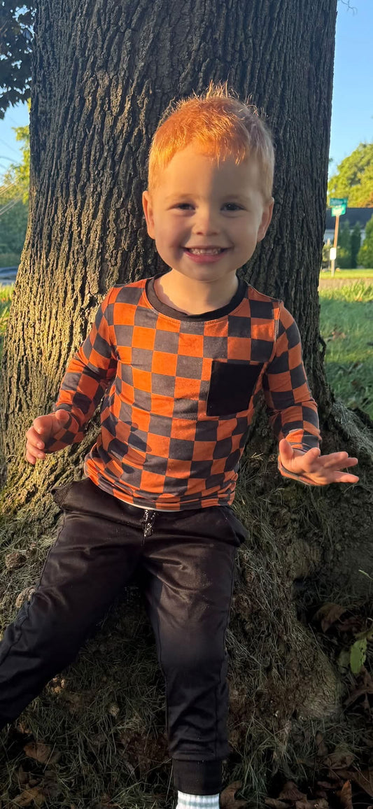 Spooky Squares Long Sleeve Pocket Tee