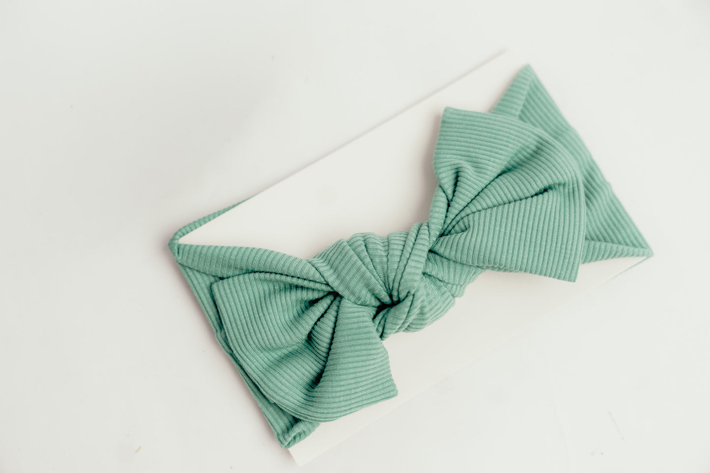 Wild Mint Ribbed Headband Bow