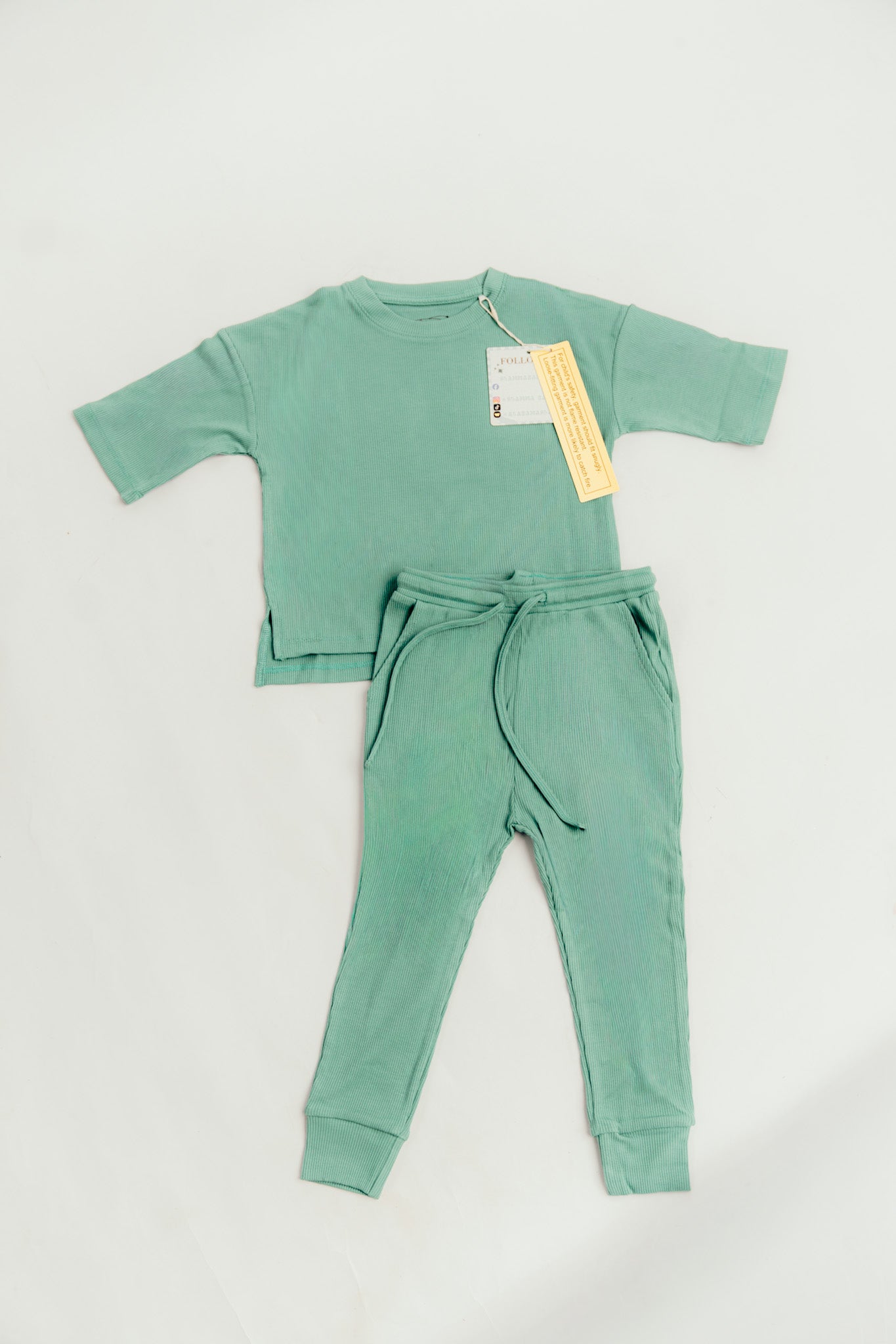 Wild Mint Ribbed Oversized Tee and Joggers Daywear Set