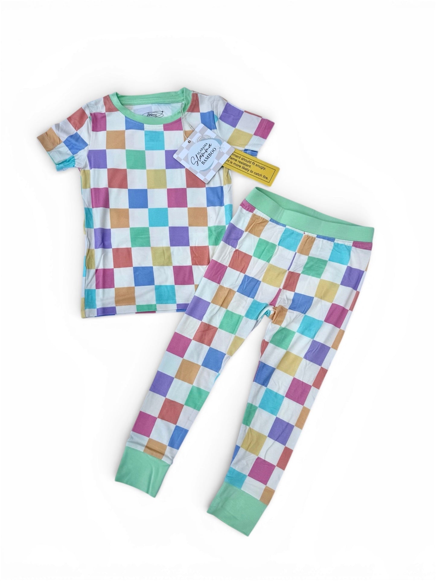 Spring Checks Short Sleeve and Pants 2 Piece Set