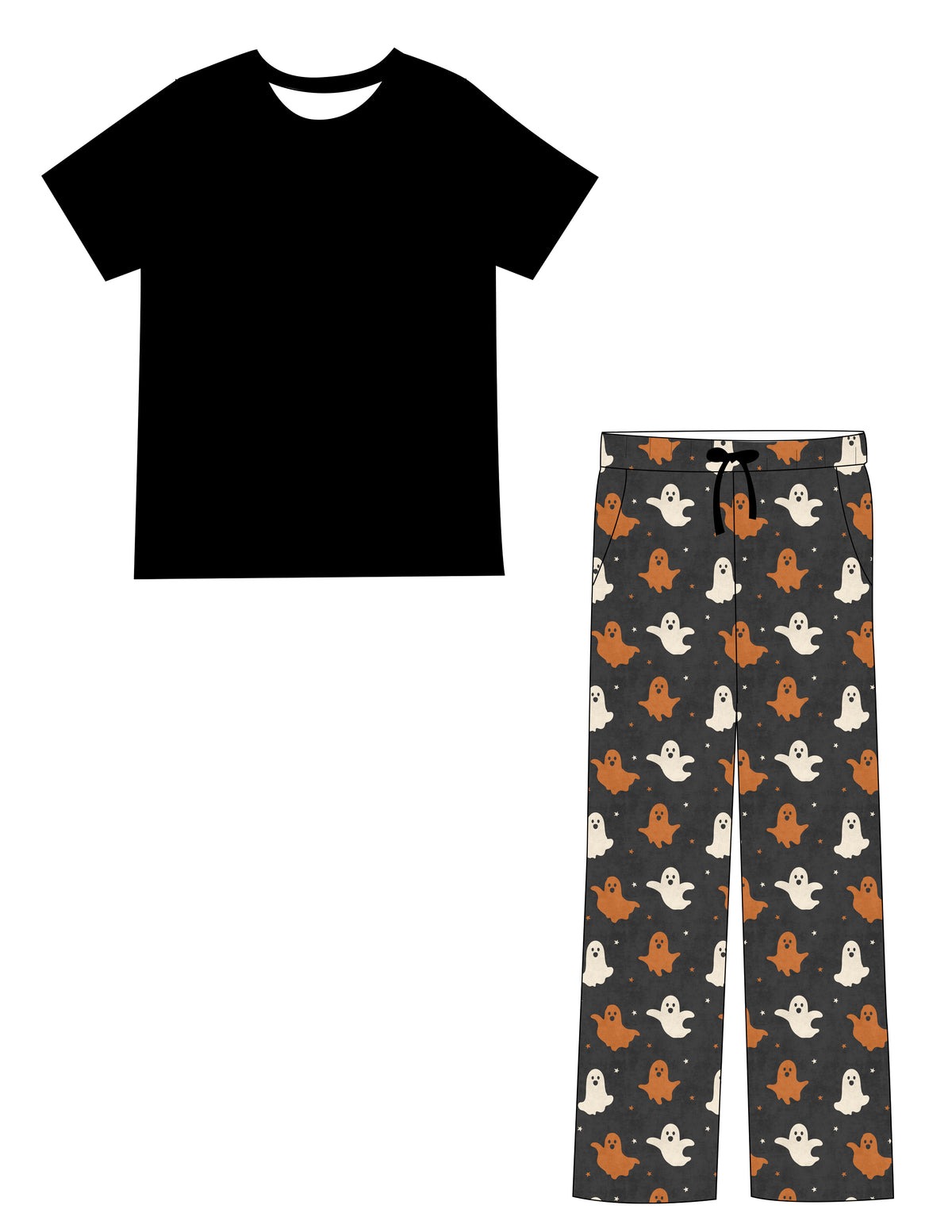 Friendly Frights Straight Leg Pants and Black Tee Adult Set