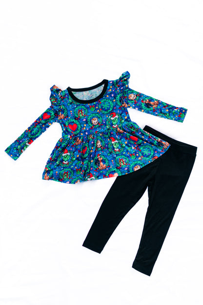 Merry Mischief Peplum and Leggings Set