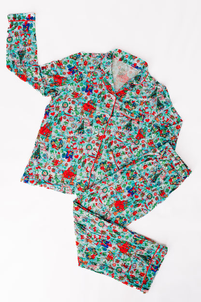 Merry WHO Crew Adult Button Down Set - Long Sleeve and Pants