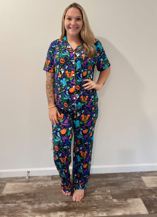 Not-So-Scary Night Short Sleeve Button Down and Pants Adult Set
