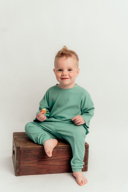 Wild Mint Ribbed Oversized Tee and Joggers Daywear Set