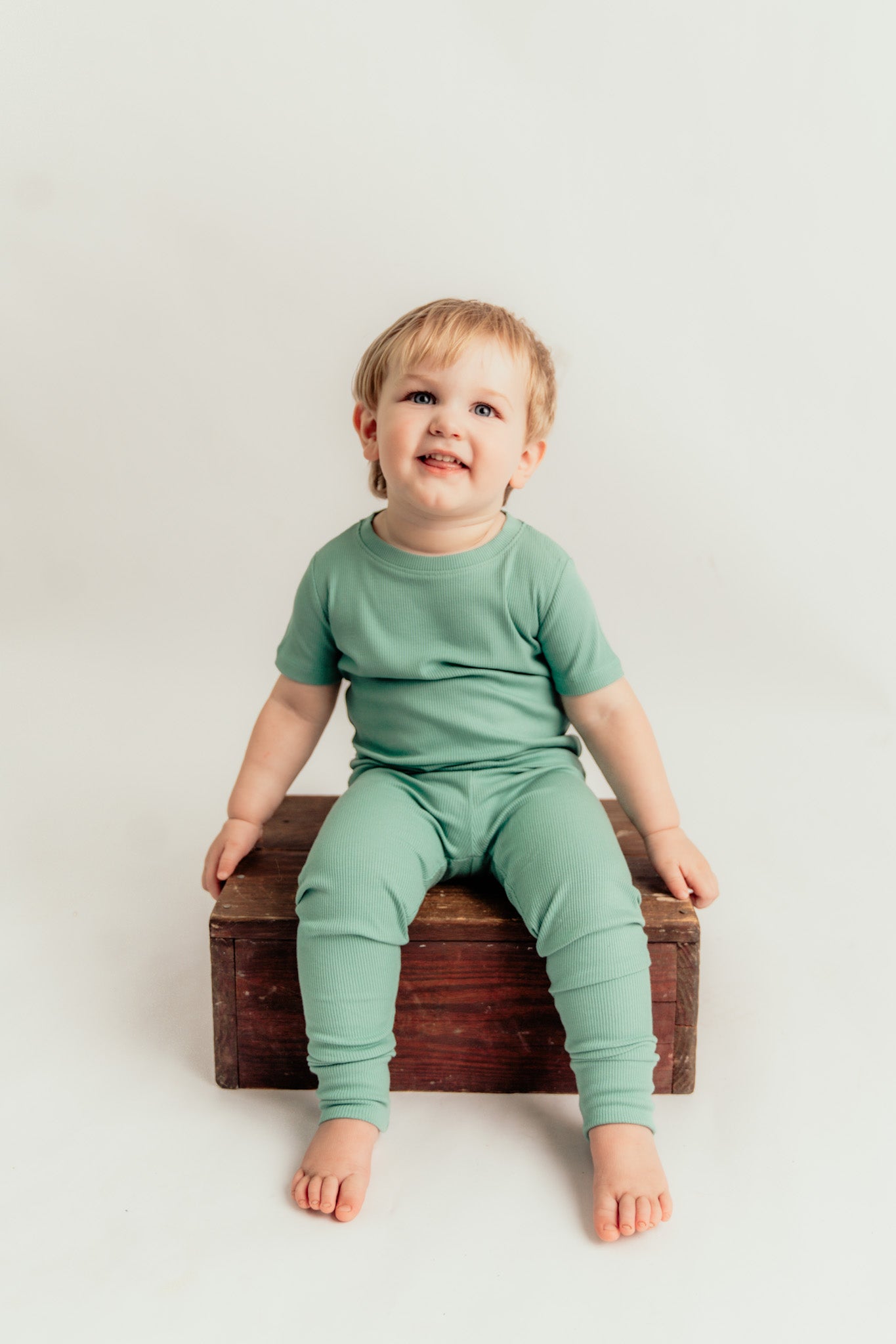 Wild Mint Ribbed Short Sleeve and Pants 2 Piece Set