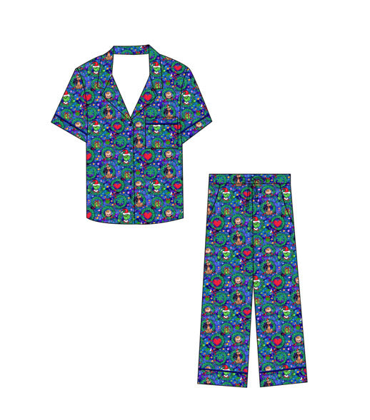 Merry Mischief Adult Button Down Set - Short Sleeve and Pants