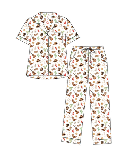 Southern Saddle Short Sleeve Button Down and Pants Adult Set