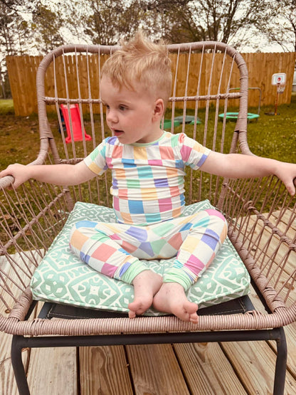 Spring Checks Short Sleeve and Pants 2 Piece Set