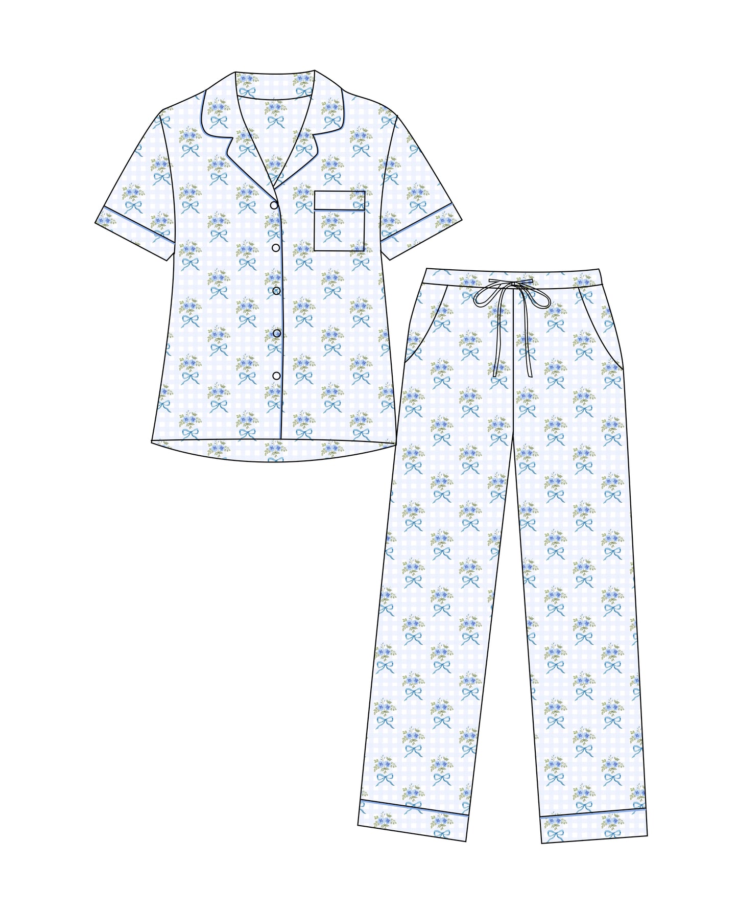 Southern Belle Short Sleeve Button Down and Pants Adult Set