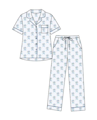 Southern Belle Short Sleeve Button Down and Pants Adult Set