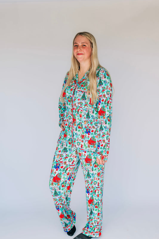 Merry WHO Crew Adult Button Down Set - Long Sleeve and Pants