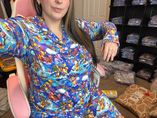 Holiday Hunny Adult Button Down Set - Long Sleeve and Pants