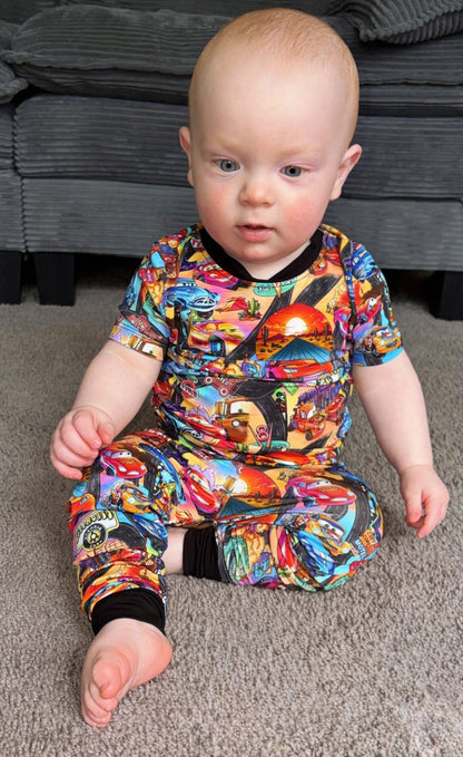 Pit Stop Party Short Sleeve and Pants 2 Piece Set