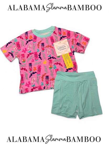 Pink Energy Kids Oversized Tee and Bikers Daywear Set