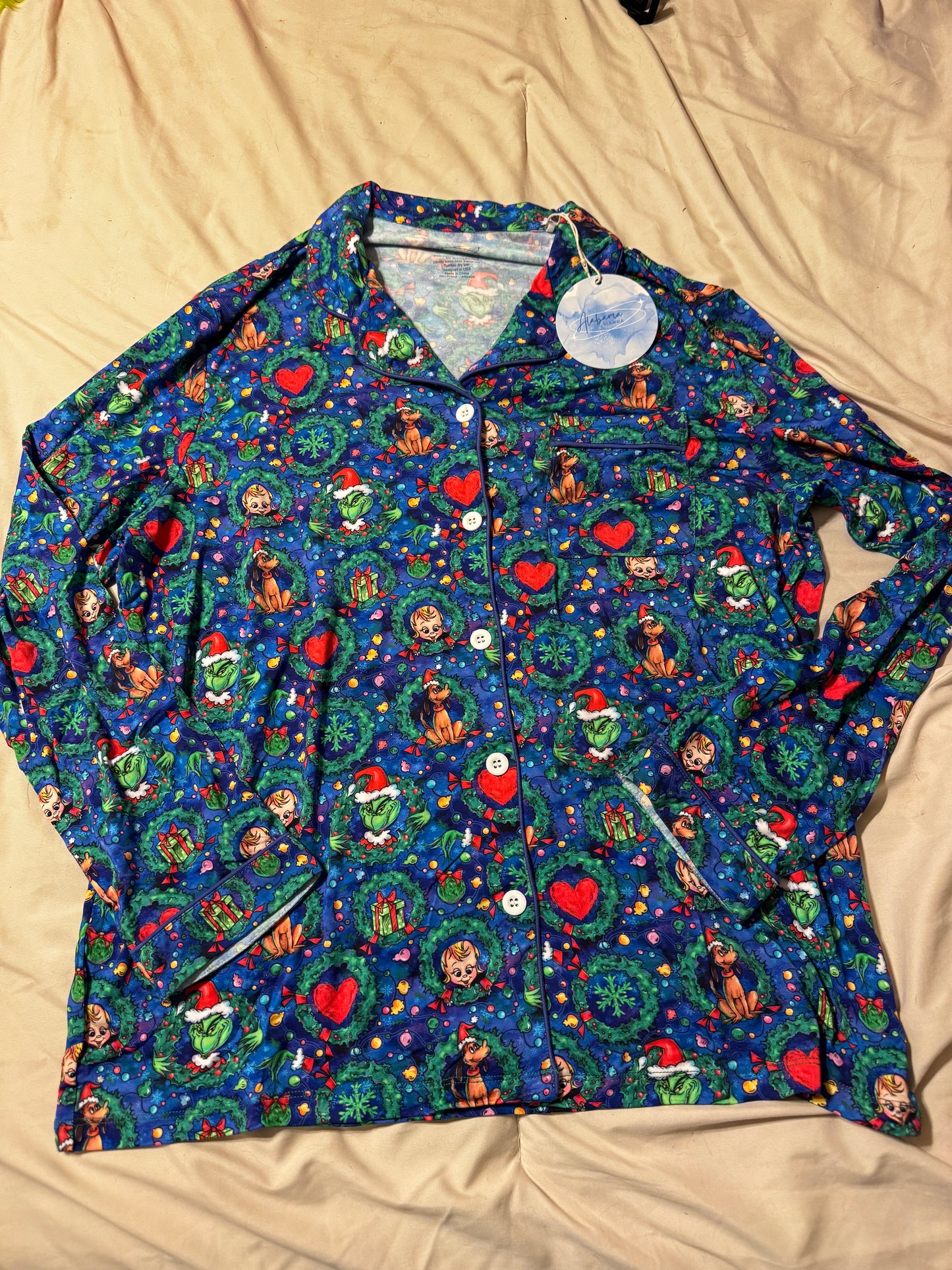 Merry Mischief Adult Button Down Set - Long Sleeve and Pants