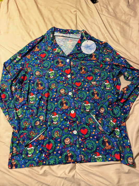 Merry Mischief Adult Button Down Set - Long Sleeve and Pants