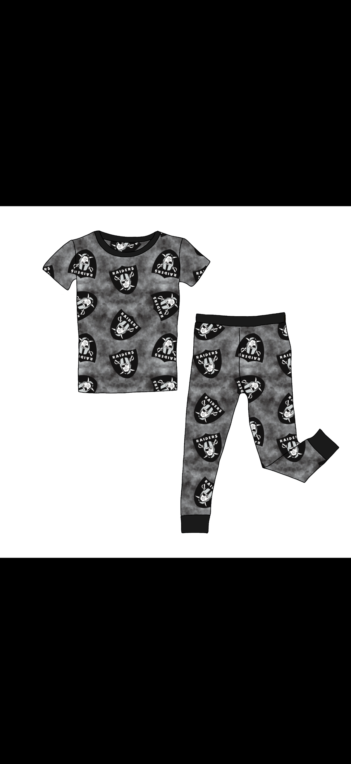Raiders Shield Short Sleeve and Pants 2 Piece Set